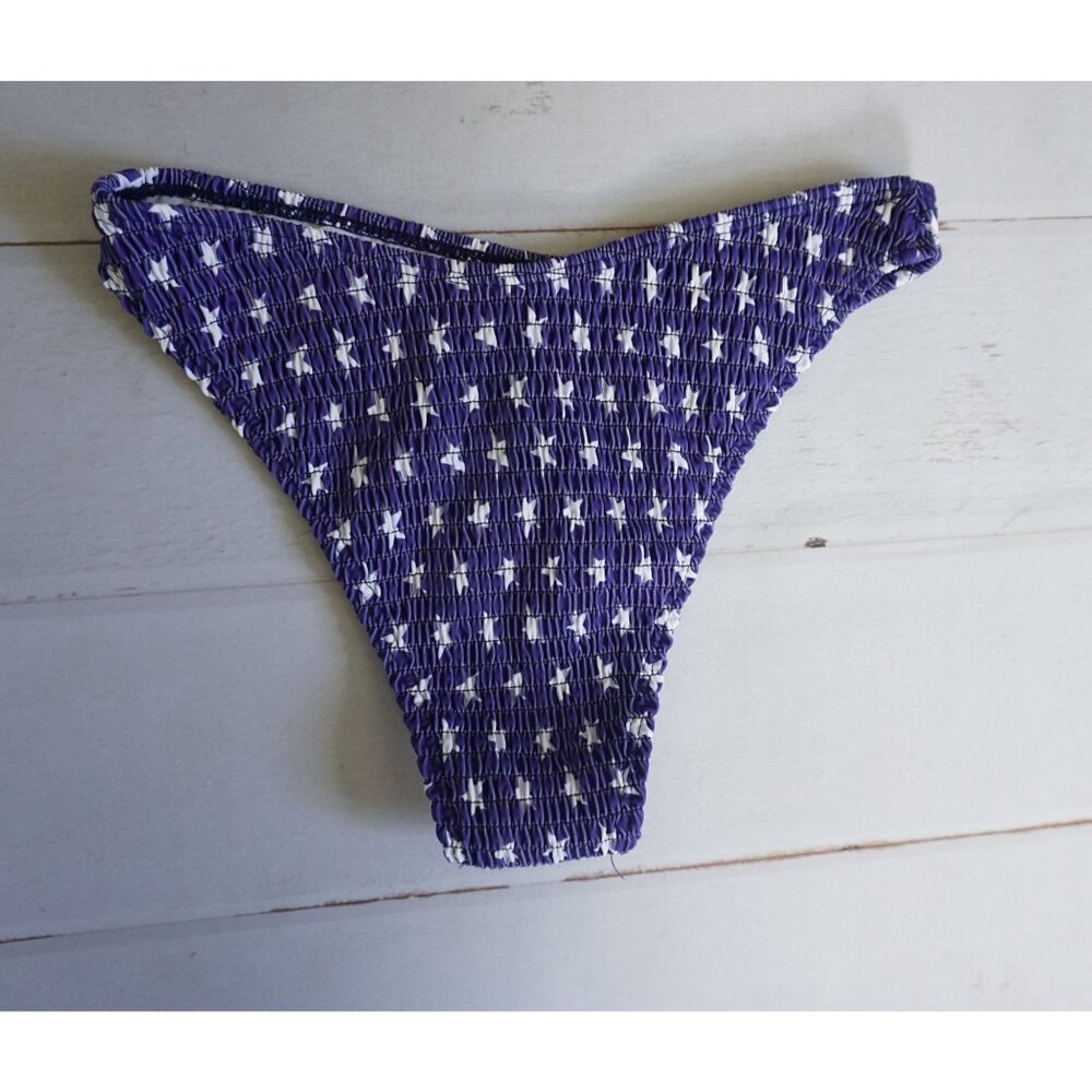 Blue Star Print Ruched Cheeky Bikini Bottom – Size S, NWOT - Picture 5 of 5